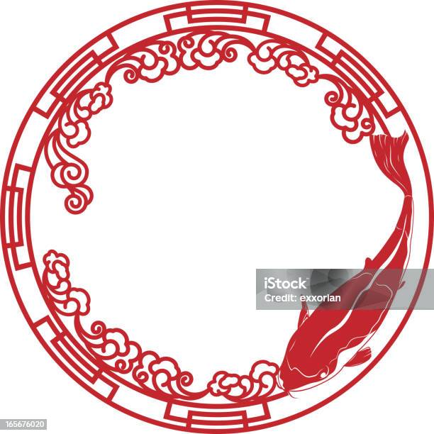 Ilustración de Carpa Koi China Corte De Bastidor De Arte En Papel y más Vectores Libres de Derechos de Carpa Koi - Carpa Koi, Carpa, Círculo