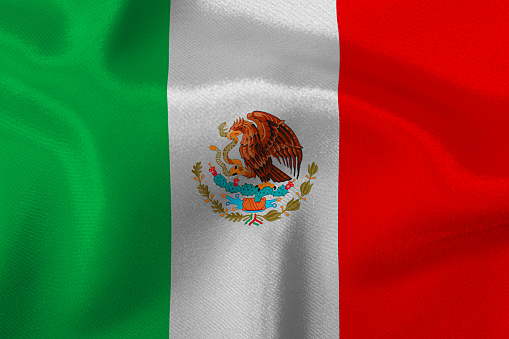 Flag of the state of Mexico close-up.