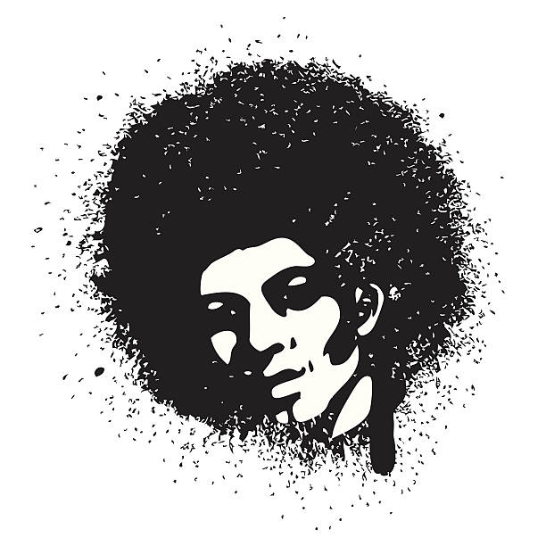 spray man afro style portrait with spray effect afro man stock illustrations