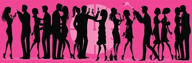 Vector illustration of New Year's Eve Party Silhouette