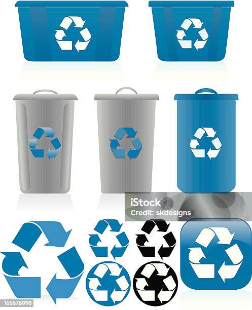 Símbolos E Reciclagem Reciclar Barras Setazul Branco Cinzento - Arte vetorial de stock e mais imagens de Azul