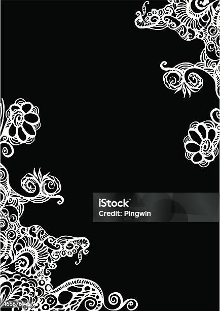 Doodle Sfondo Nero - Immagini vettoriali stock e altre immagini di Angolo - Descrizione - Angolo - Descrizione, Decorazione festiva, Incorniciatura