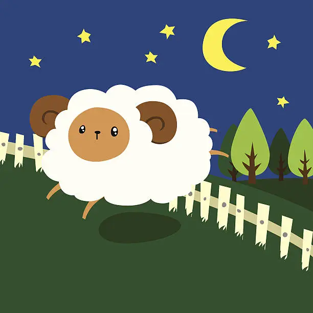 Vector illustration of Unsleep Sheep