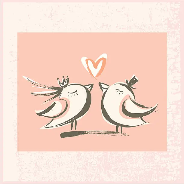 Vector illustration of Brushstroke Love Birds