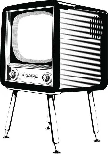 Vector illustration of Close-up of an old television