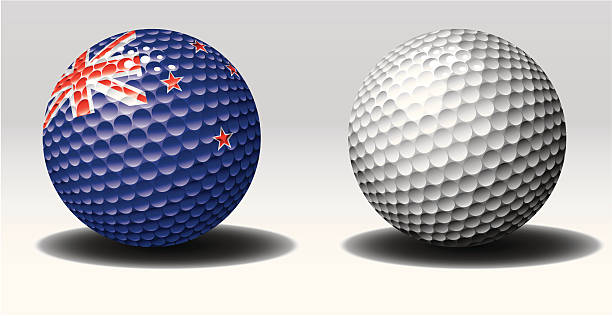 ilustrações, clipart, desenhos animados e ícones de bola de golfe-nova zelândia - traditional sport sports flag golf flag golf