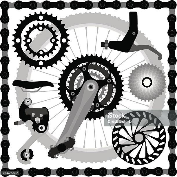 マウンテンバイクの部品 - 歯車の歯のベクターアート素材や画像を多数ご用意 - 歯車の歯, 自転車チェーン, マウンテンバイク