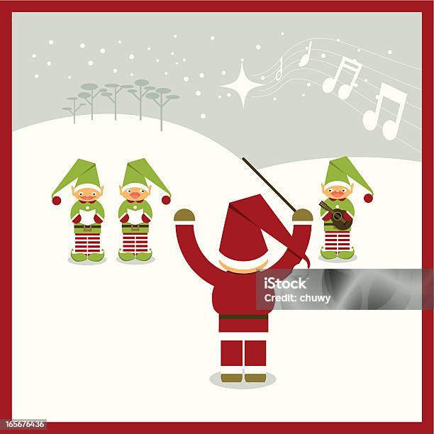 Santas Рождественские Песни В Исполнении — стоковая векторная графика и другие изображения на тему Хор - Хор, Рождество, Дирижёр