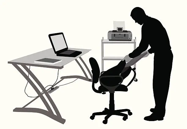 Vector illustration of Computer Setup Vector Silhouette