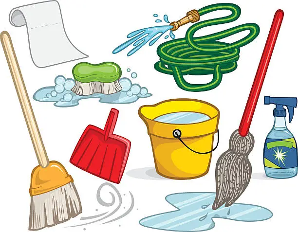 Vector illustration of An illustration of cleaning supplies