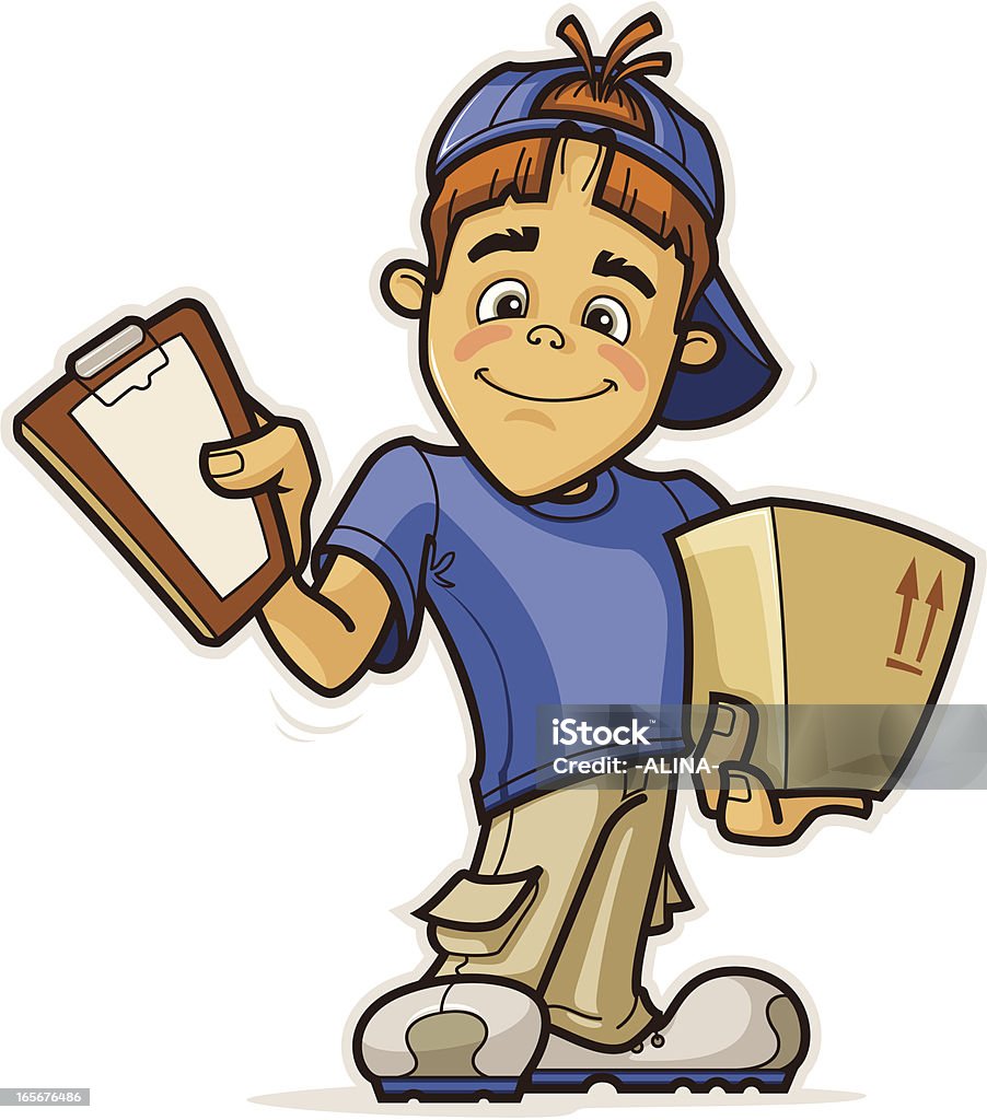 Delivery Boy Cartoon Delivery Boy - Vector Illustration Blue stock vector