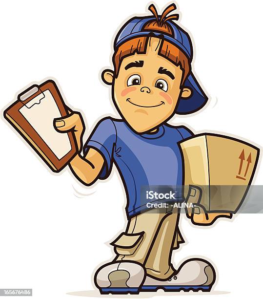 Delivery Boy Stock Illustration - Download Image Now - Blue, Boys, Business