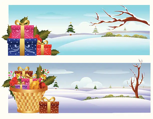 Vector illustration of Winter Landscape/Christmas Banner.
