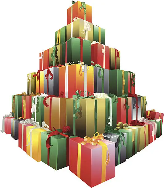 Vector illustration of Pyramid of gift boxes