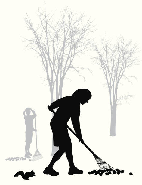 Silooute Rake 220+ Rake Leaves Silhouette Stock Photos, Pictures & Royalty-Free ...
