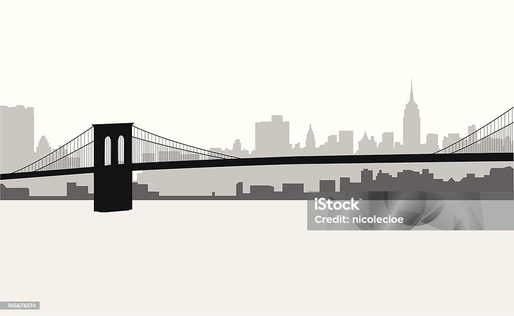 Manhattan Skyline A view of Manhattan from Brooklyn, which includes the Brooklyn Bridge and Empire State Building. View my other New York City illustrations: Brooklyn Bridge stock vector