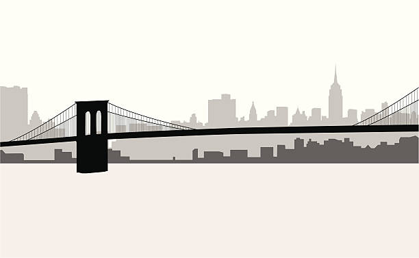 Manhattan Skyline A view of Manhattan from Brooklyn, which includes the Brooklyn Bridge and Empire State Building. View my other New York City illustrations: financial district stock illustrations