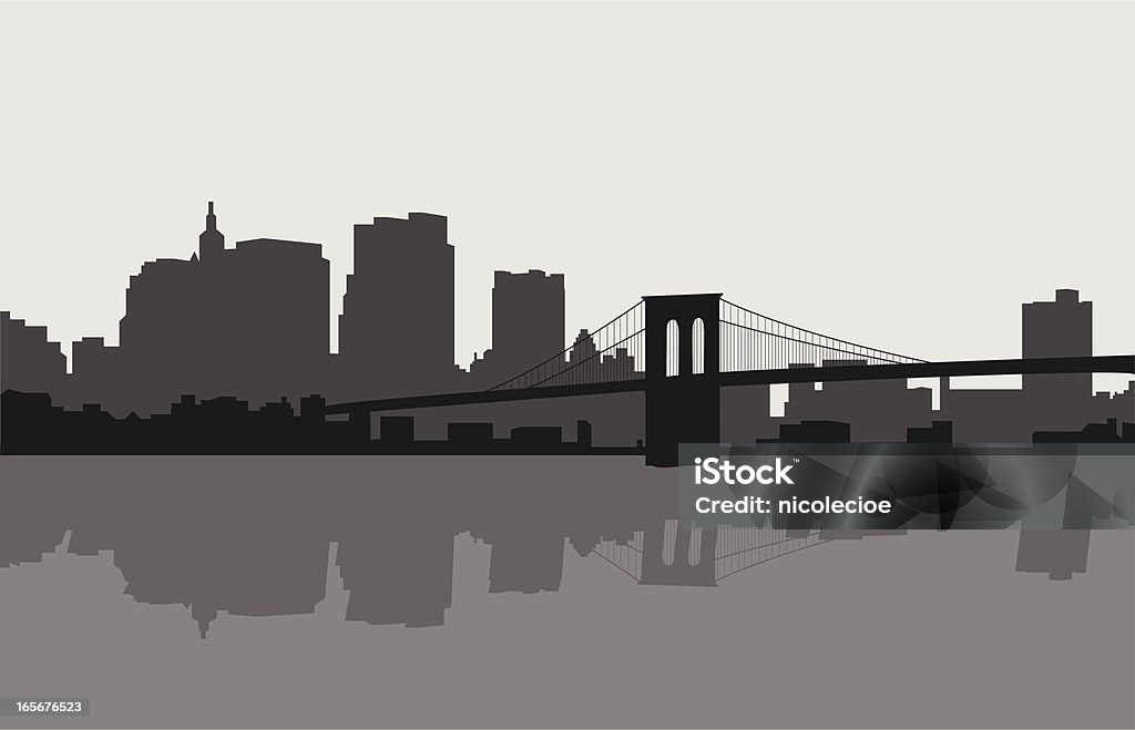 Ponte de Brooklyn, Nova York Skyline - Royalty-free Cidade de Nova Iorque arte vetorial