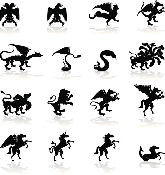 ilustraciones, imágenes clip art, dibujos animados e iconos de stock de mitológica los animales - pegasus horse symbol mythology