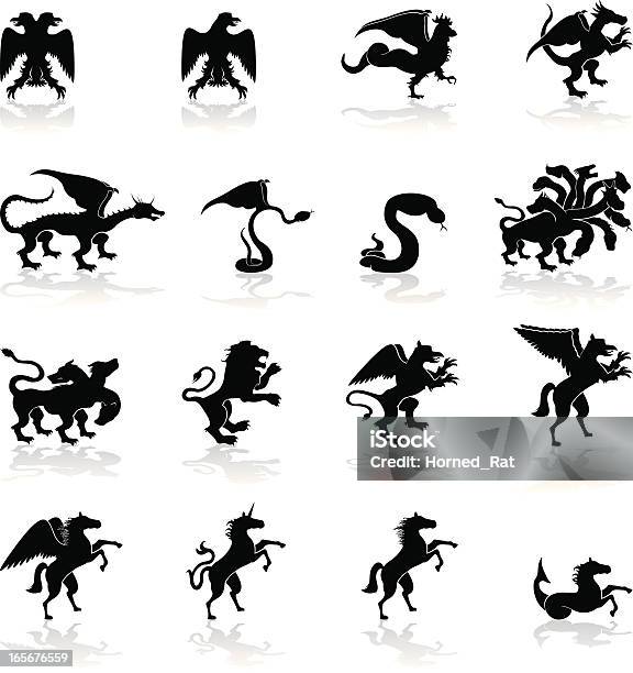 Ilustración de Mitológica Los Animales y más Vectores Libres de Derechos de Escudo de armas - Escudo de armas, Monstruo, Ícono