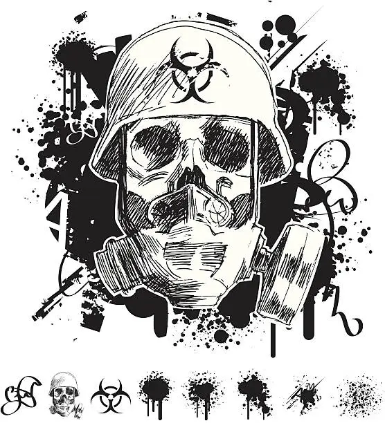 Vector illustration of Toxic Grunge Graffiti Skull