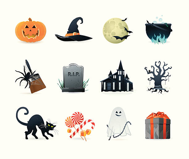 Universal icons | Set 15 (Halloween) Professional vector Halloween icons collection. Zip include transparent PNG, ai, pdf, svg. halloween icons stock illustrations