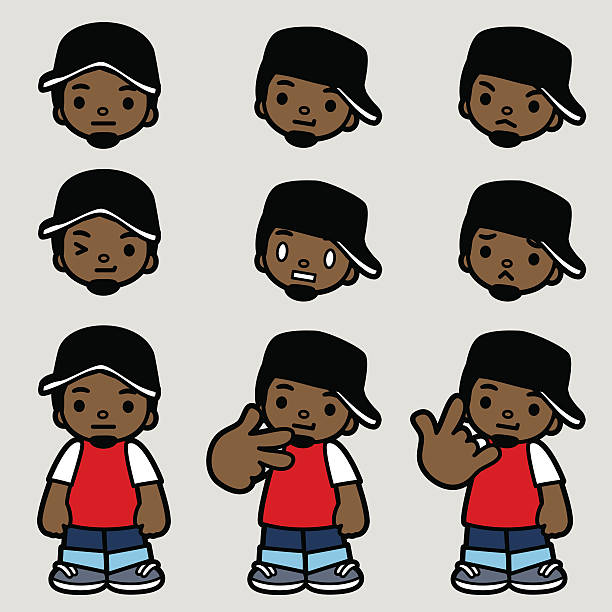 Yo! Cool Hip Hop Man Emoticon, Making Hand Gestures Vector illustration – Cool and Trendy Hip Hop Man Emoticon, Making Hand Gestures. cool graffiti characters stock illustrations