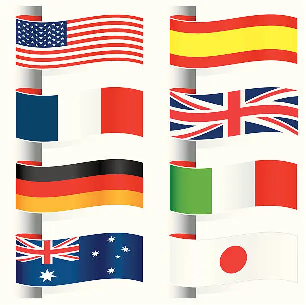 Vector illustration of Fold over flags