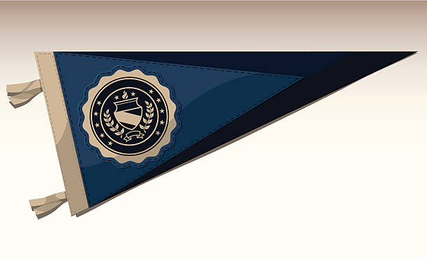 A felt pennant with a collegiate seal on it
