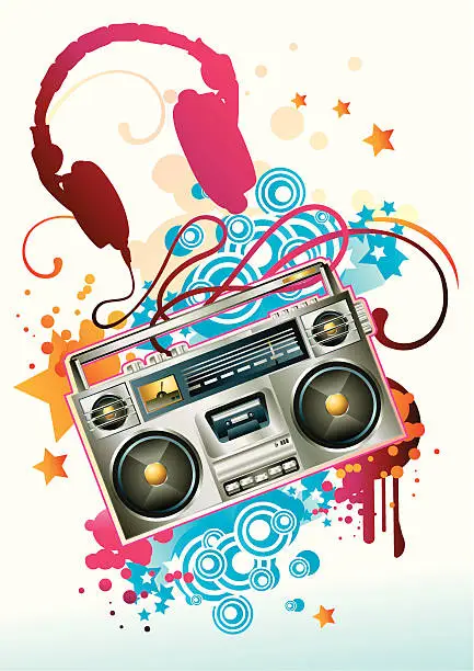 Vector illustration of Funky Boom Box