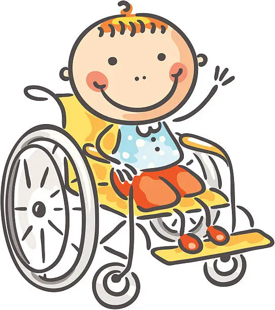Vector illustration of Boy in a wheelchair
