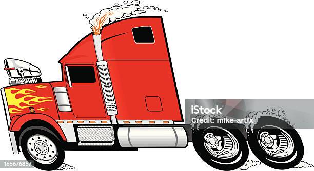 Semi Red Stock Illustration - Download Image Now - Semi-Truck, Speed, Activity