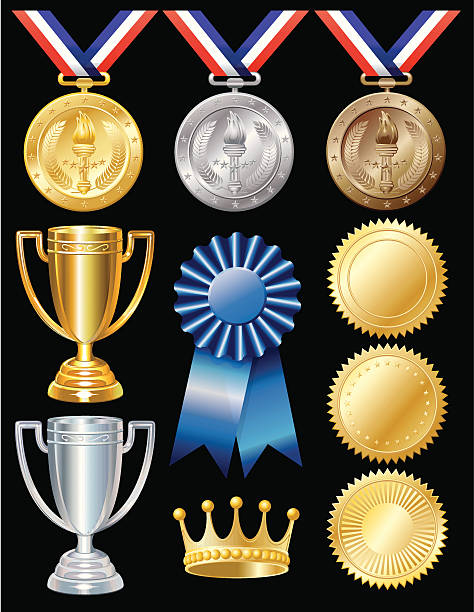 award-elemente - bronze silver gold perks stock-grafiken, -clipart, -cartoons und -symbole