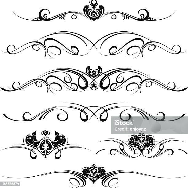 Horizontal Dividers Stock Illustration - Download Image Now - Calligraphy, Curled Up, Decoration