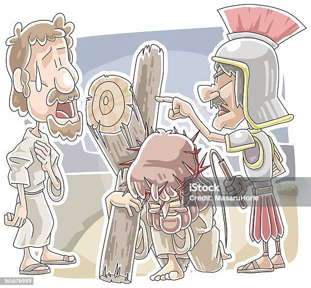 Jesus Carried The Cross Stock Illustration - Download Image Now - Cartoon, The Crucifixion, Passion