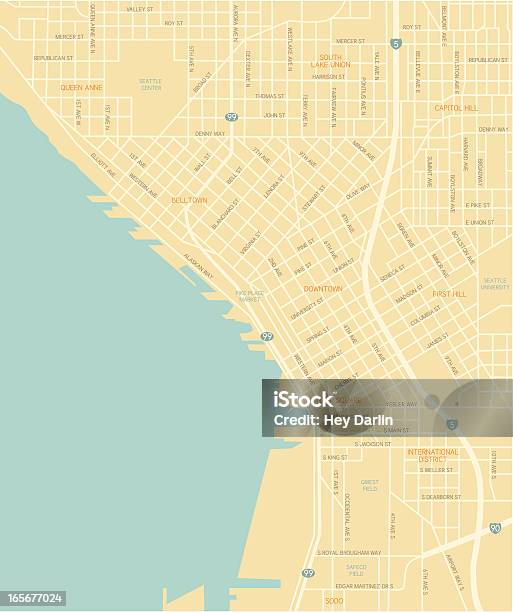 シアトルのダウンタウンのマップ - シアトルのベクターアート素材や画像を多数ご用意 - シアトル, 地図, 市街地図