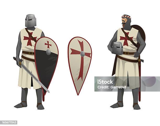 Due Cavaliere Templare - Immagini vettoriali stock e altre immagini di Cavaliere - Cavaliere, Periodo medievale, Armatura tradizionale