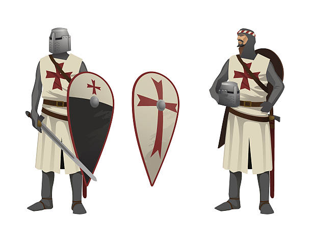 Two Knights Templar vector art illustration