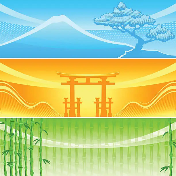 Vector illustration of Oriental backgrounds
