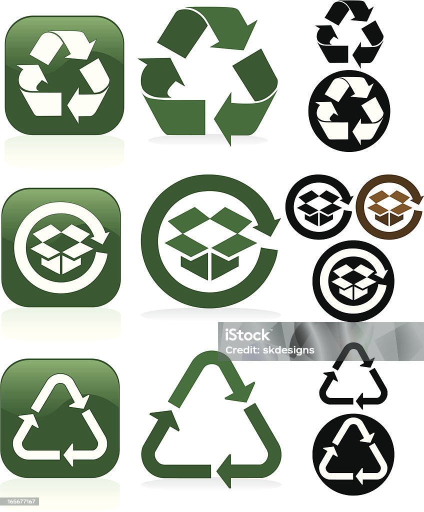 Símbolo de Reciclagem e botões de bater-verde, branco, preto - Vetor de Bege royalty-free