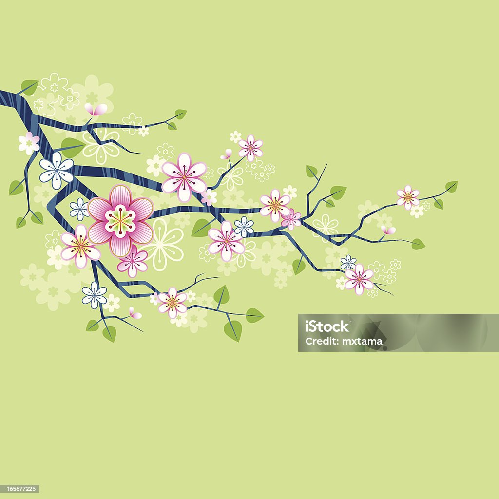 Bloom Branch in bloom in graphic style.  Global colors used and hi res jpeg included.Scroll down to see more of my illustrations linked below. Cherry Tree stock vector