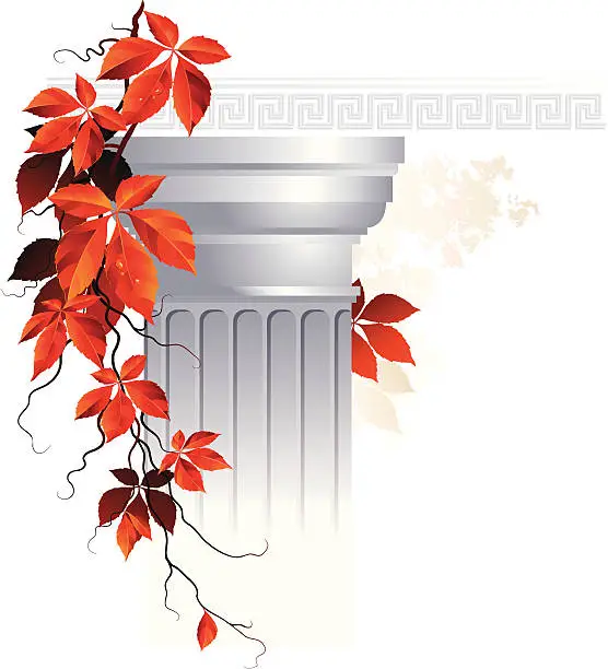 Vector illustration of Ancient column with vine