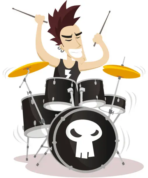 Vector illustration of Punk drummer