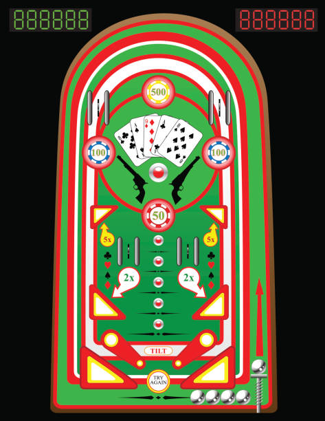 ilustraciones, imágenes clip art, dibujos animados e iconos de stock de póquer playfield de pinball - arcade amusement arcade leisure games machine