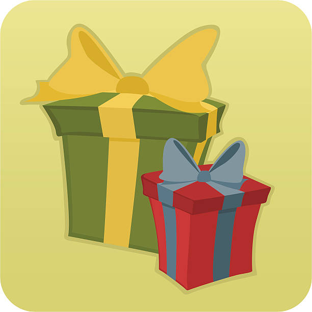Two Cartoon Gift Boxes vector art illustration
