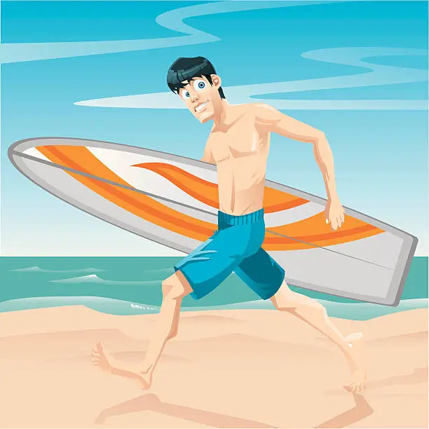 Vector illustration of handsome guy on beach