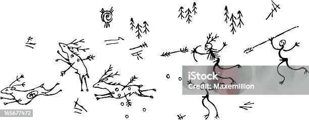 선사시대 사냥 풍경과 디어 동굴벽화에 대한 스톡 벡터 아트 및 기타 이미지 - 동굴벽화, 라스코 동굴, 무당