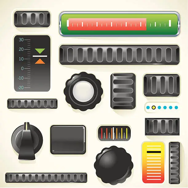 Vector illustration of Finger wheels, buttons and gauges