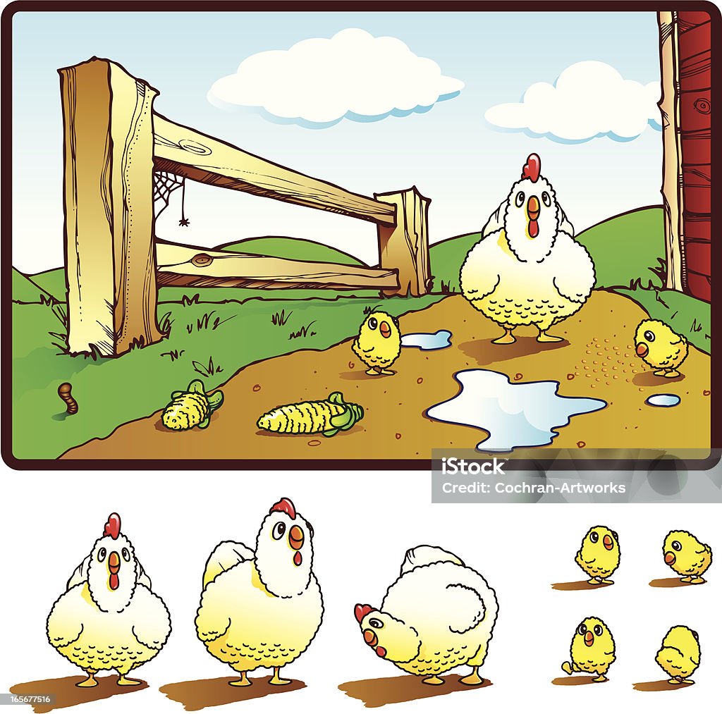 Linda las gallinas y Farm - arte vectorial de Ala de animal libre de derechos