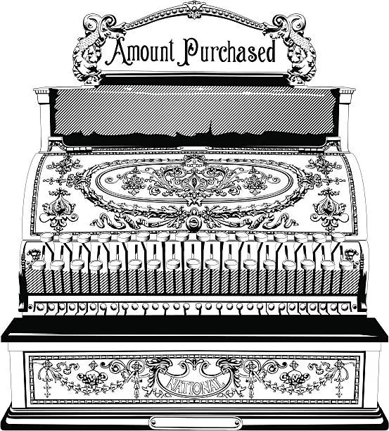 Vector illustration of Antique cash register